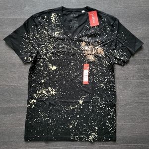 Guess Kearny Paint Splatter Short Sleeves V Neck T Shirt Tee Cotton M